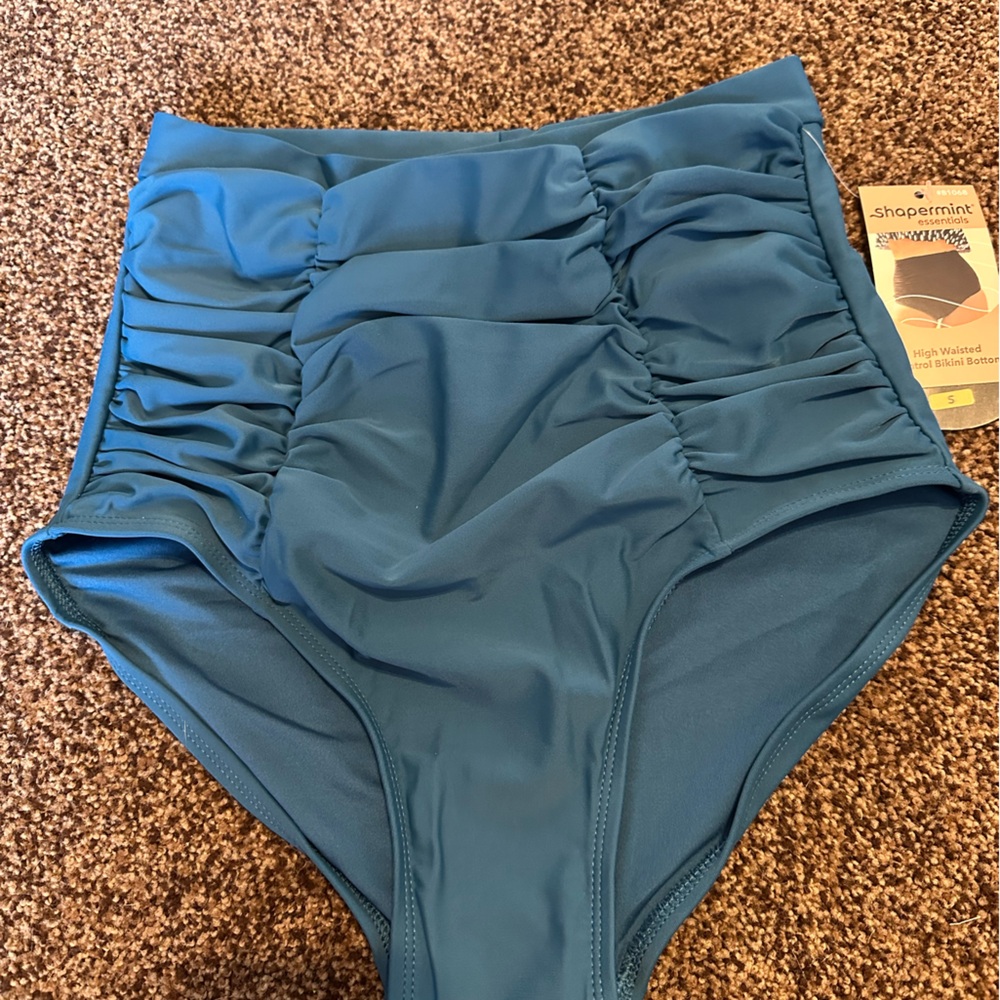 Shapermint Teal High-Waisted Bikini Bottom